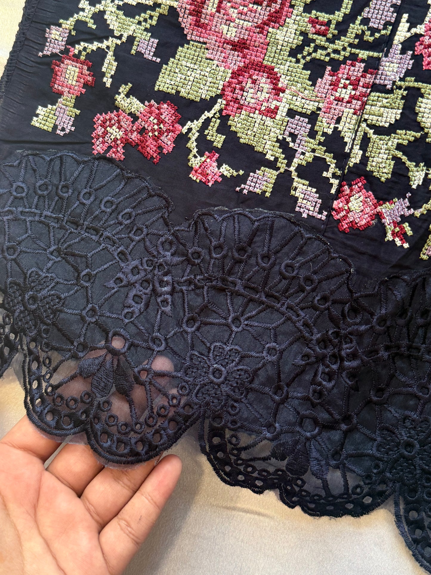 HANIA BLUE COTTON  PATCH SUIT Q