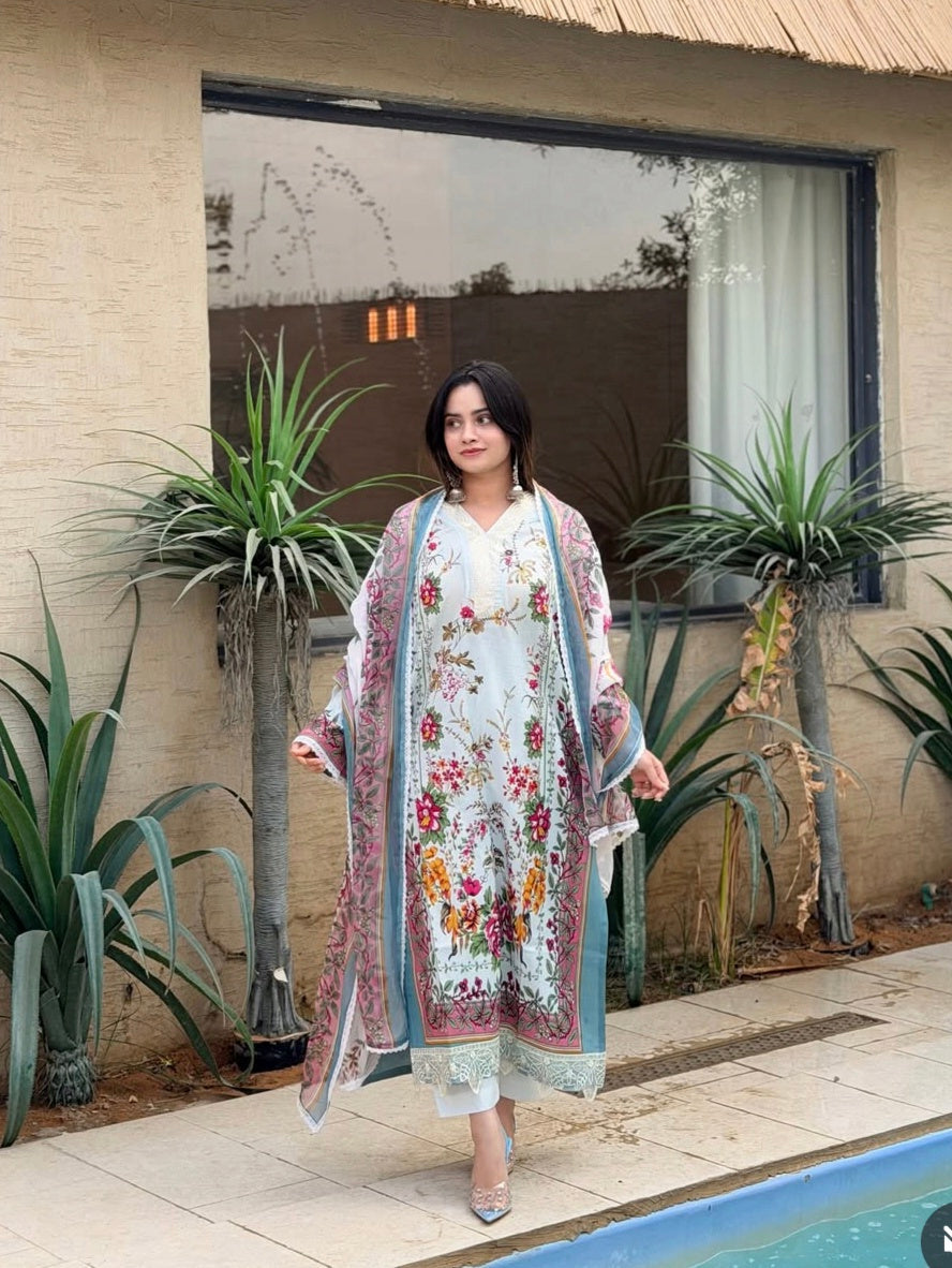 HARSHA WHITE READYMADE SUIT Q