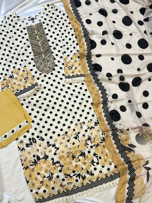 POLKA DOT COTTON READYMADE SUIT 4 Q