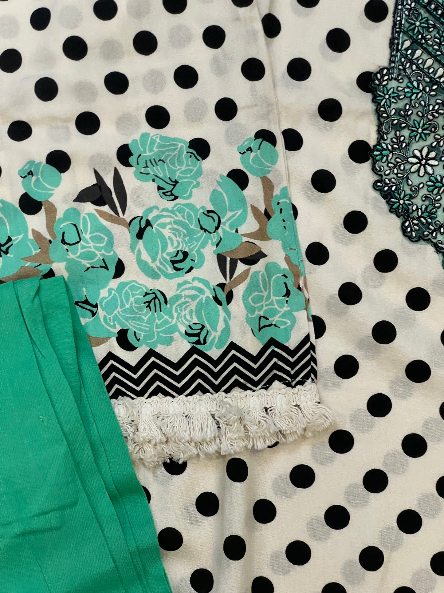 POLKA DOT COTTON READYMADE SUIT 2 Q