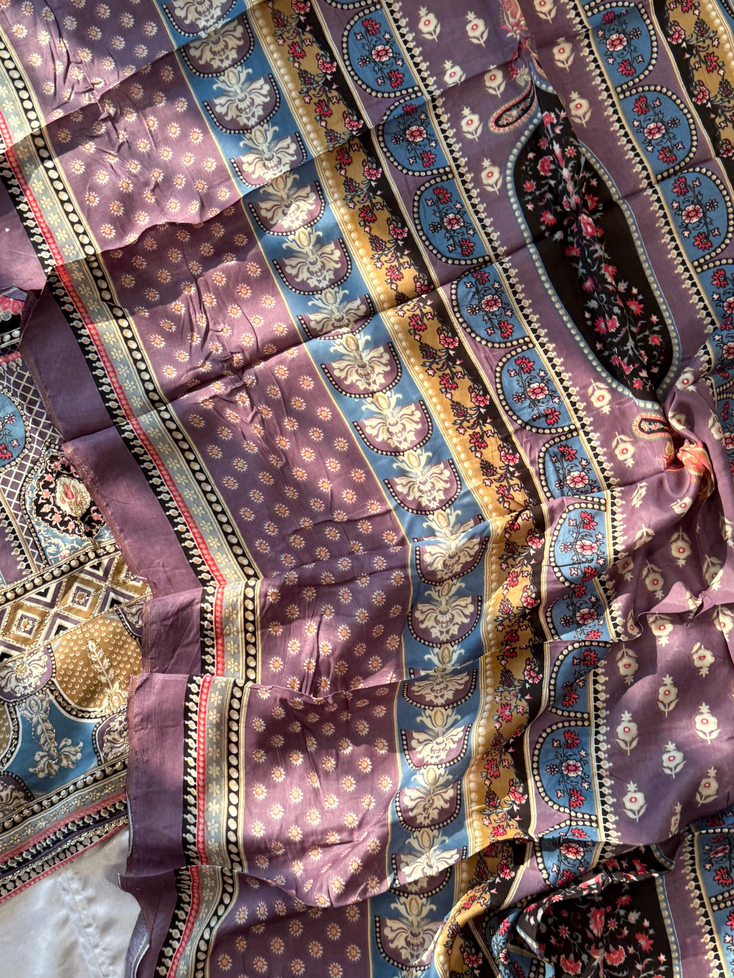 JHILMIL MUSLIN READYMADE PURPLE SUIT 9 Q