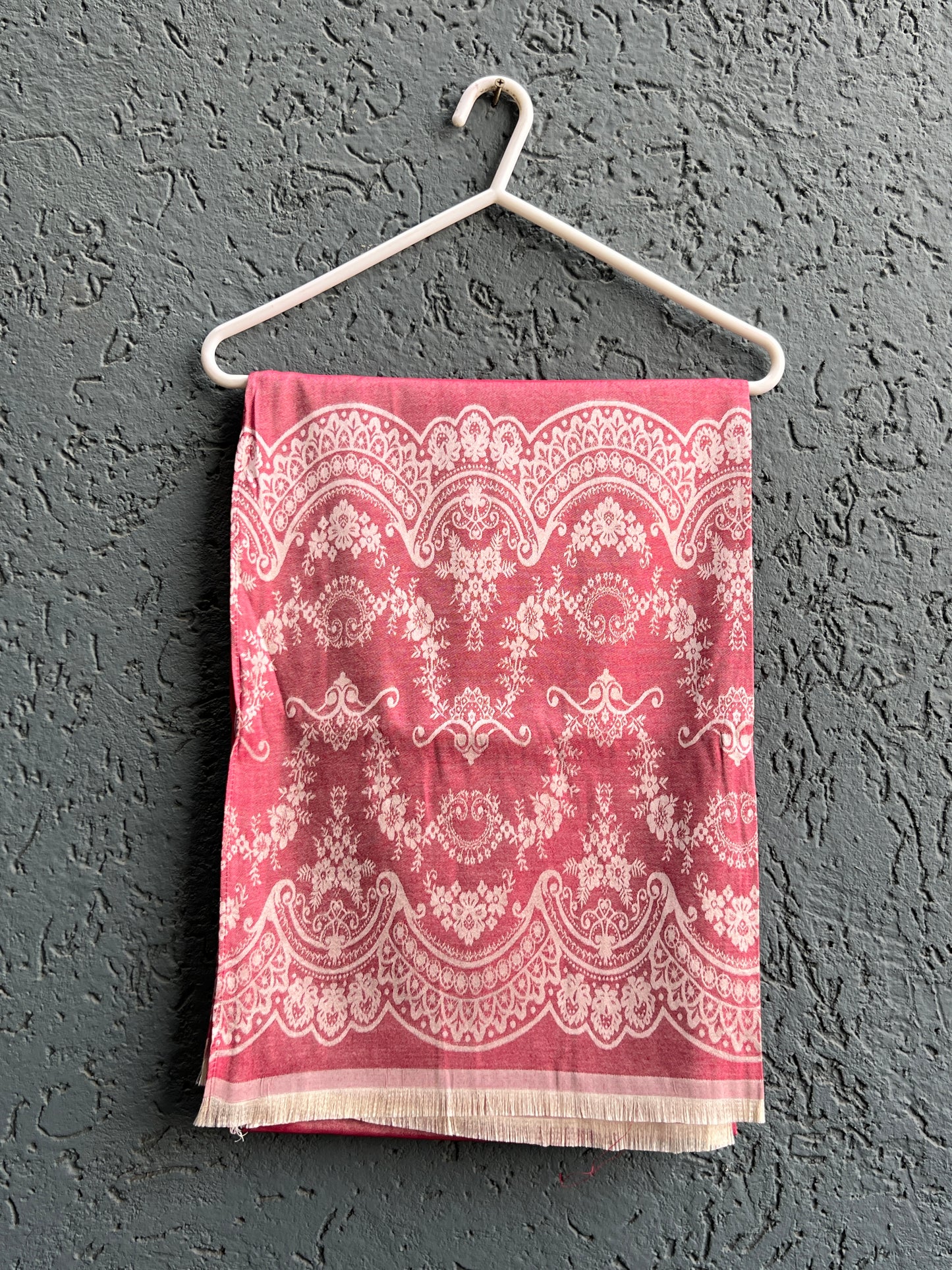 DARK PINK SILK WEAVING WINTER SHAWL