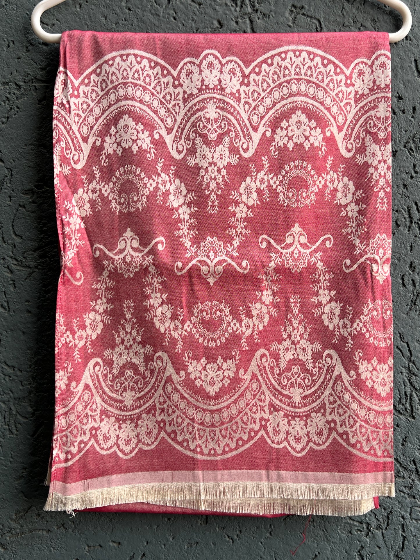 DARK PINK SILK WEAVING WINTER SHAWL