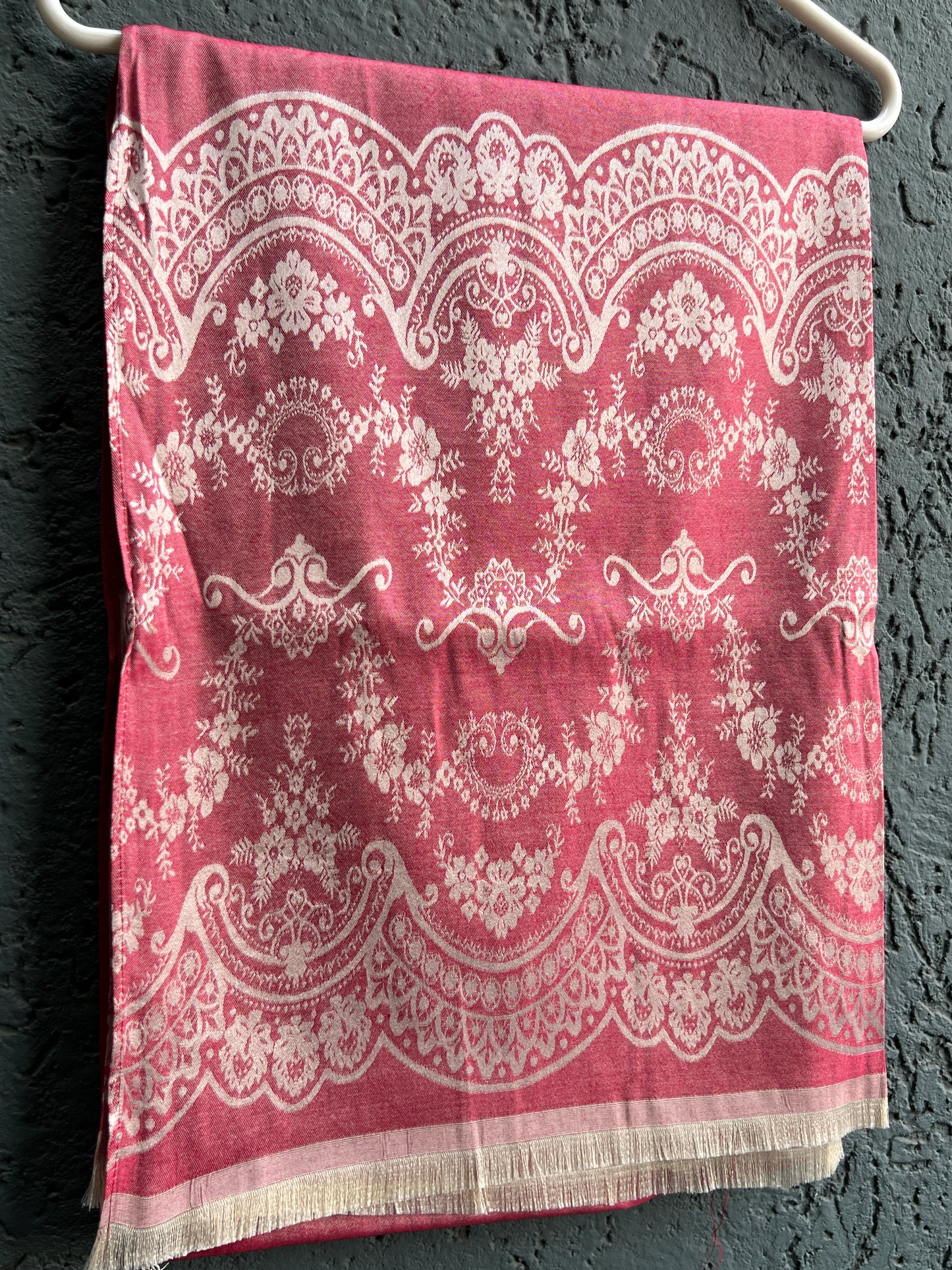 DARK PINK SILK WEAVING WINTER SHAWL