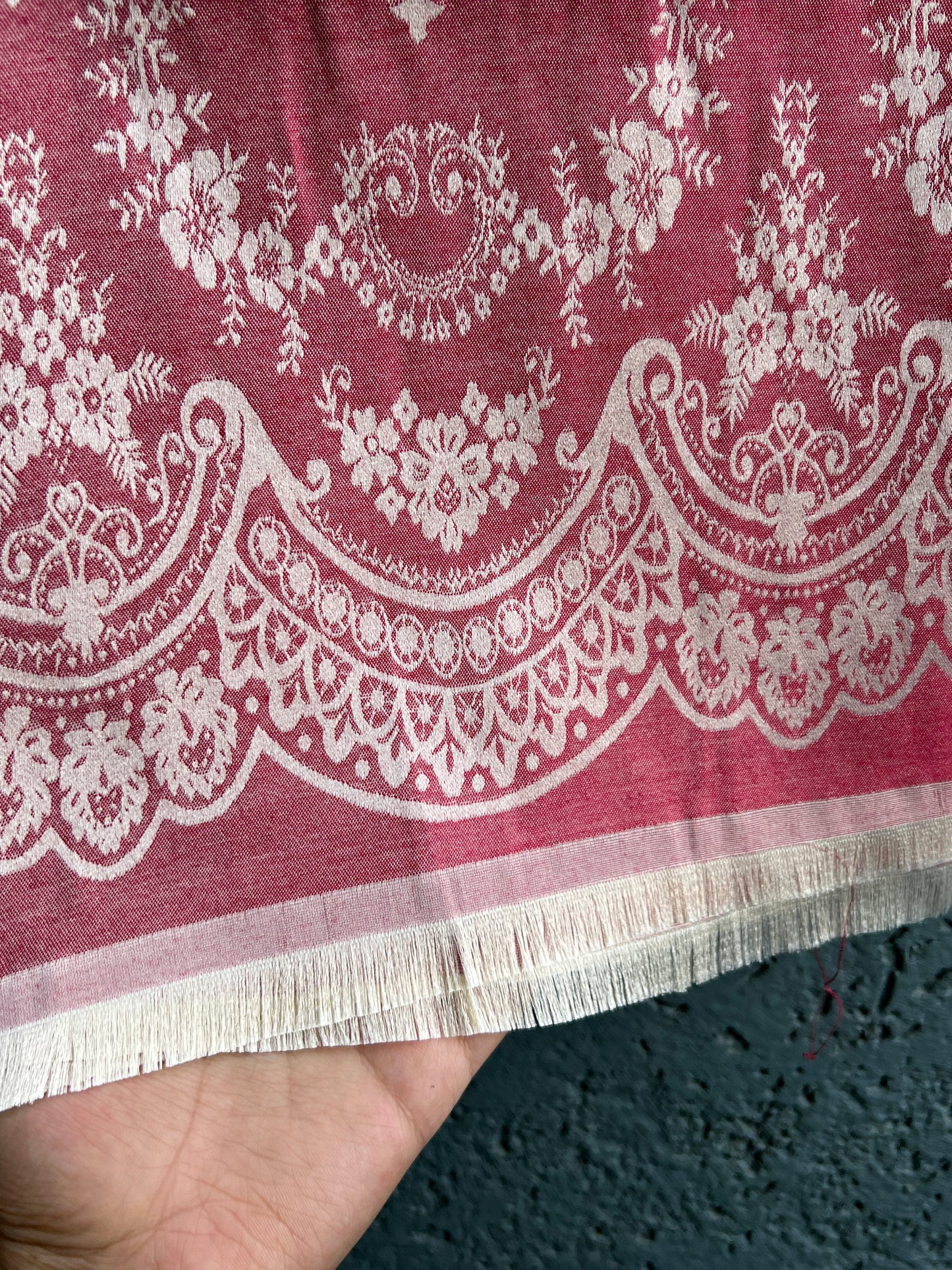 DARK PINK SILK WEAVING WINTER SHAWL