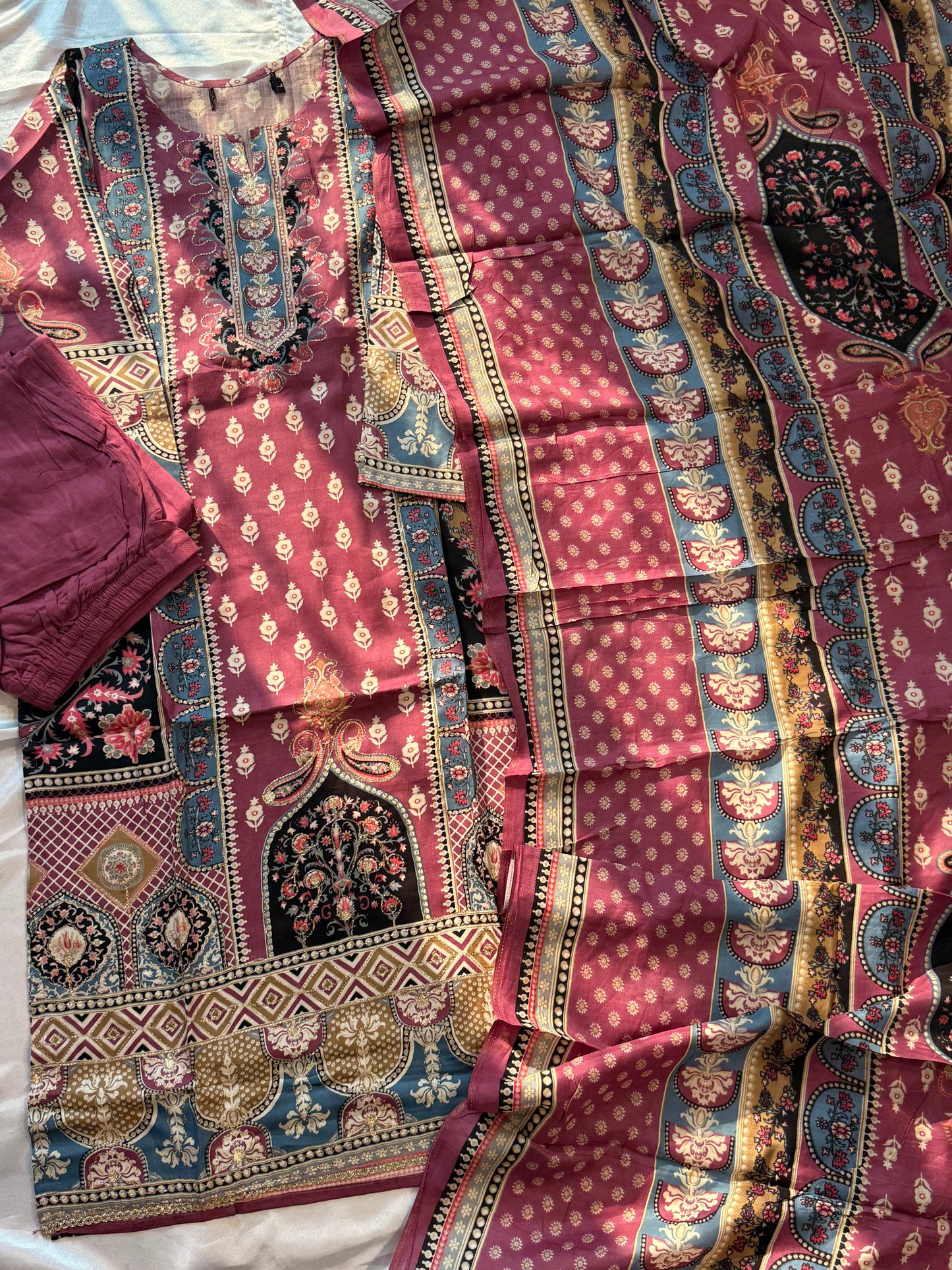 JHILMIL MUSLIN READYMADE PINK SUIT 7 Q