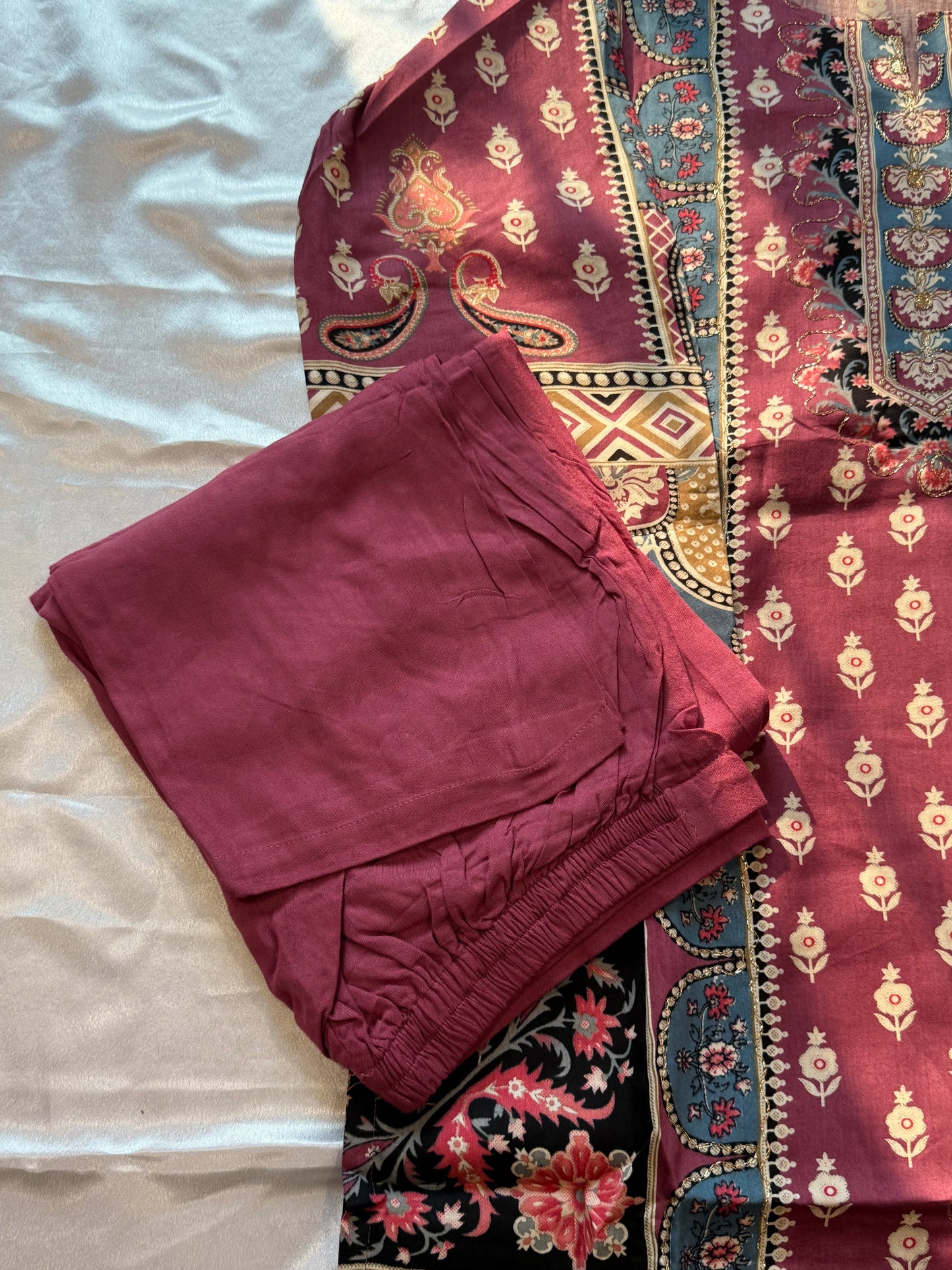 JHILMIL MUSLIN READYMADE PINK SUIT 7 Q