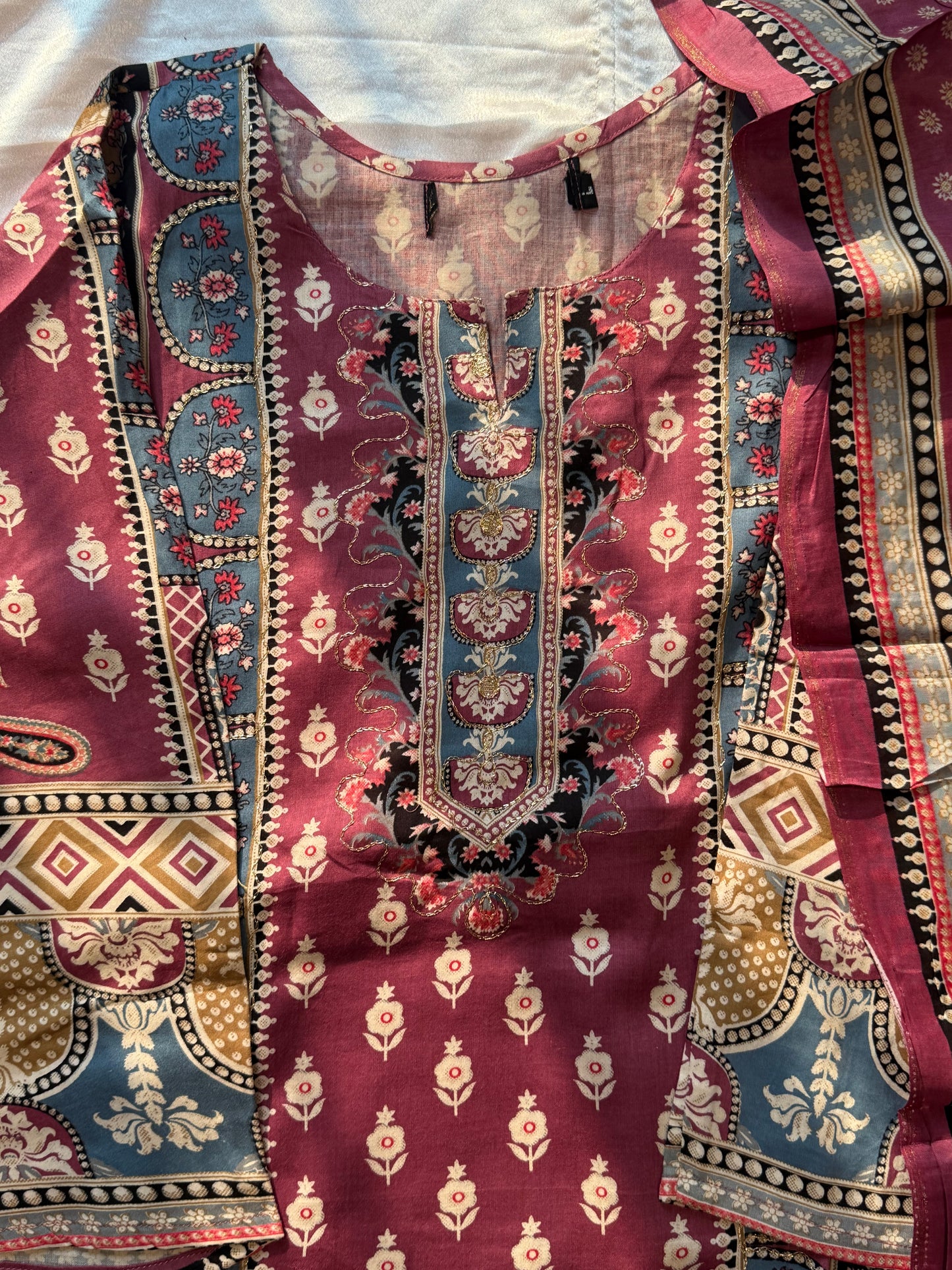 JHILMIL MUSLIN READYMADE PINK SUIT 7 Q