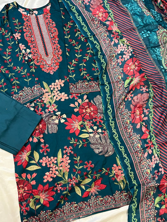CASMERE COTTON EMBROIDERY READYMADE SUIT 4 Q