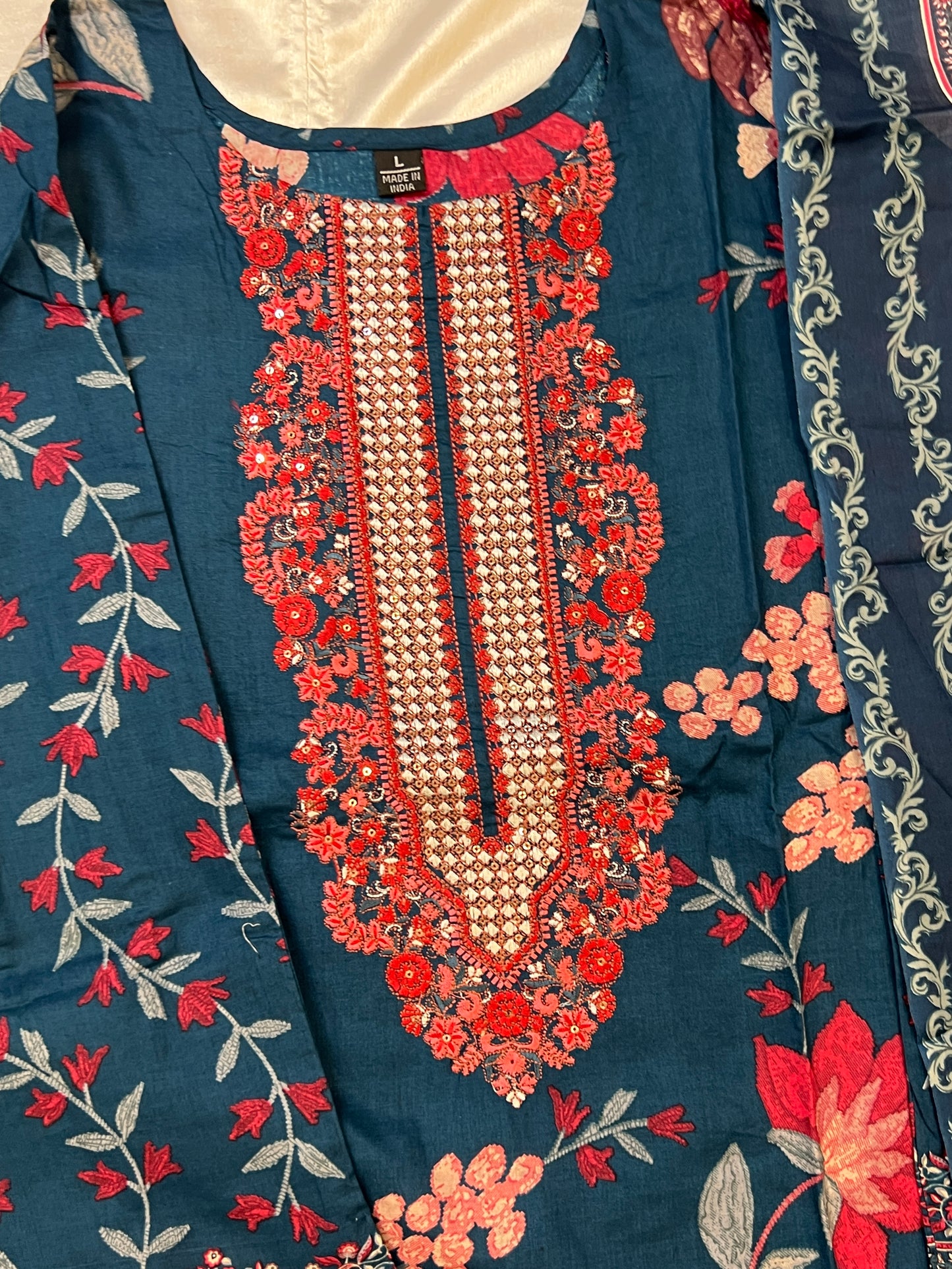 CASMERE BLUE COTTON EMBROIDERY READYMADE QDE SUIT 5 Q