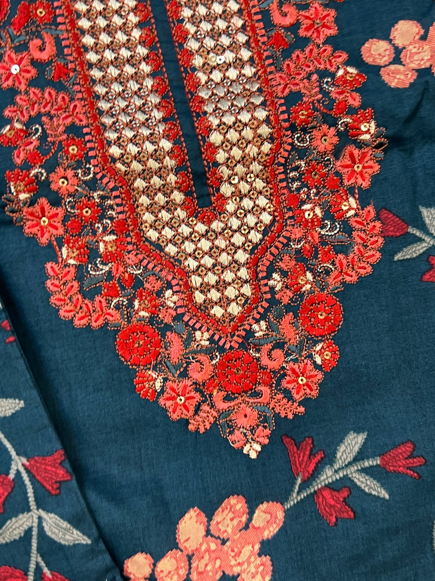 CASMERE BLUE COTTON EMBROIDERY READYMADE QDE SUIT 5 Q