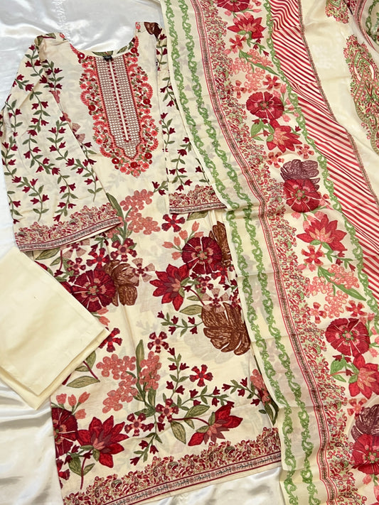 CASMERE COTTON EMBROIDERY READYMADE SUIT 2 Q