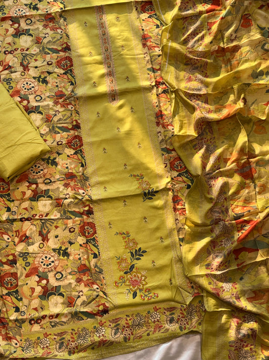 AARANYA LIME GREEN LAWN EMBROIDERY SUIT  Q