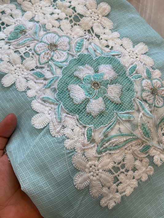 SKY BLUE KOTA CHECKS EMBROIDERY SUIT