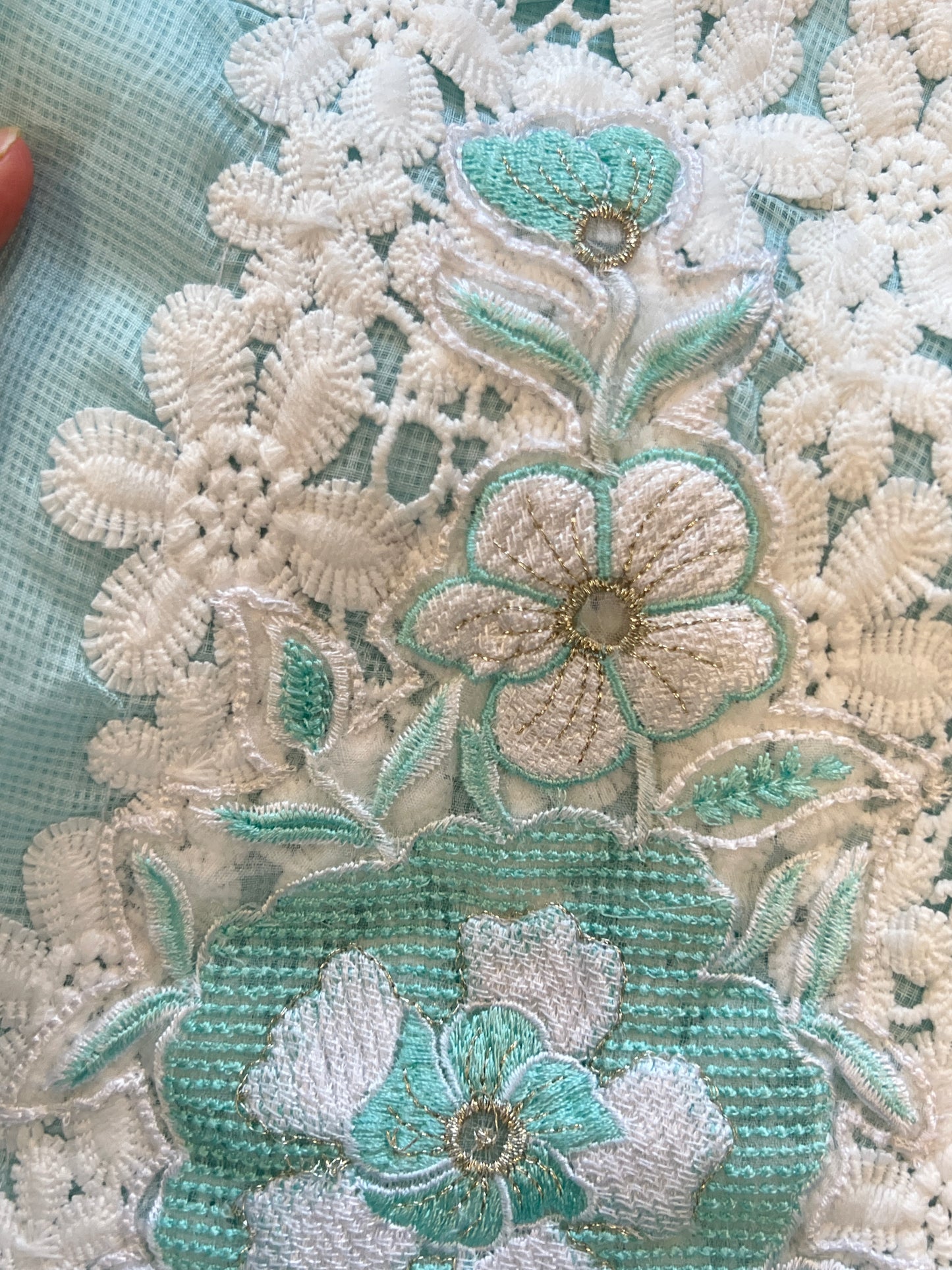 SKY BLUE KOTA CHECKS EMBROIDERY SUIT