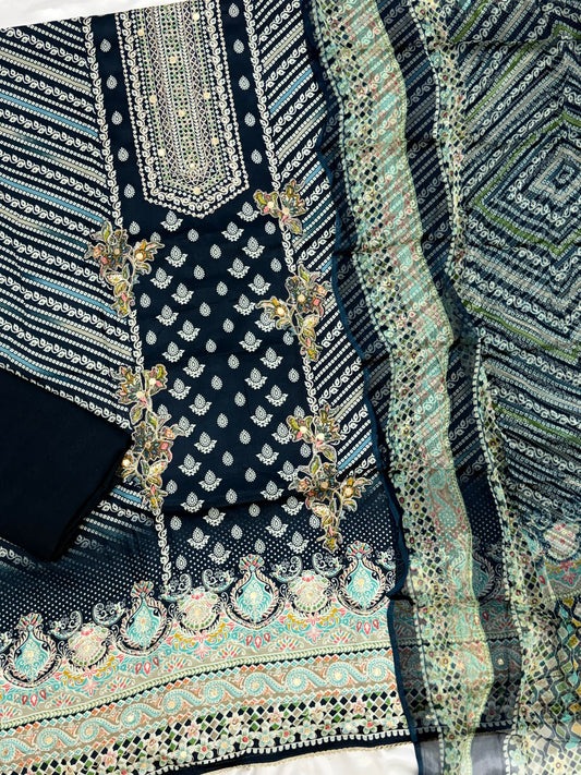 ZEENAT COTTON EMBROIDERY SUIT Q