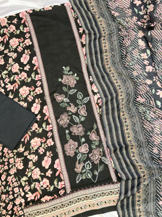 CASHMERE GREY COTTON EMBROIDERY SUIT Q