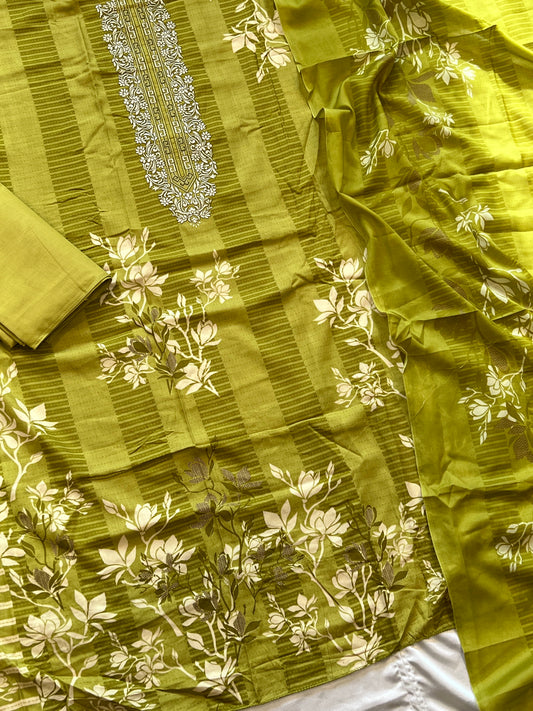 GREEN AVATARA COTTON EMBROIDERY SUIT