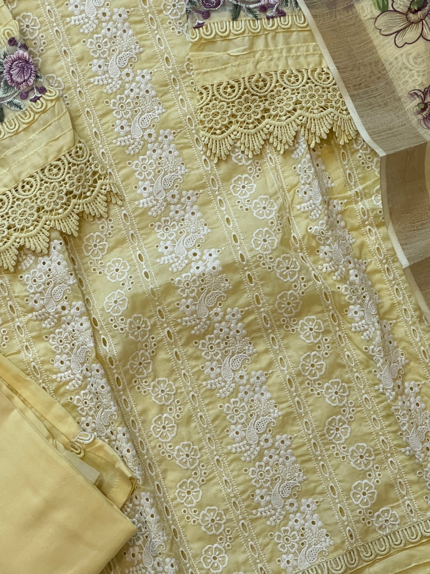 RAHI YELLOW PURE COTTON EMBROIDERY SUIT 13