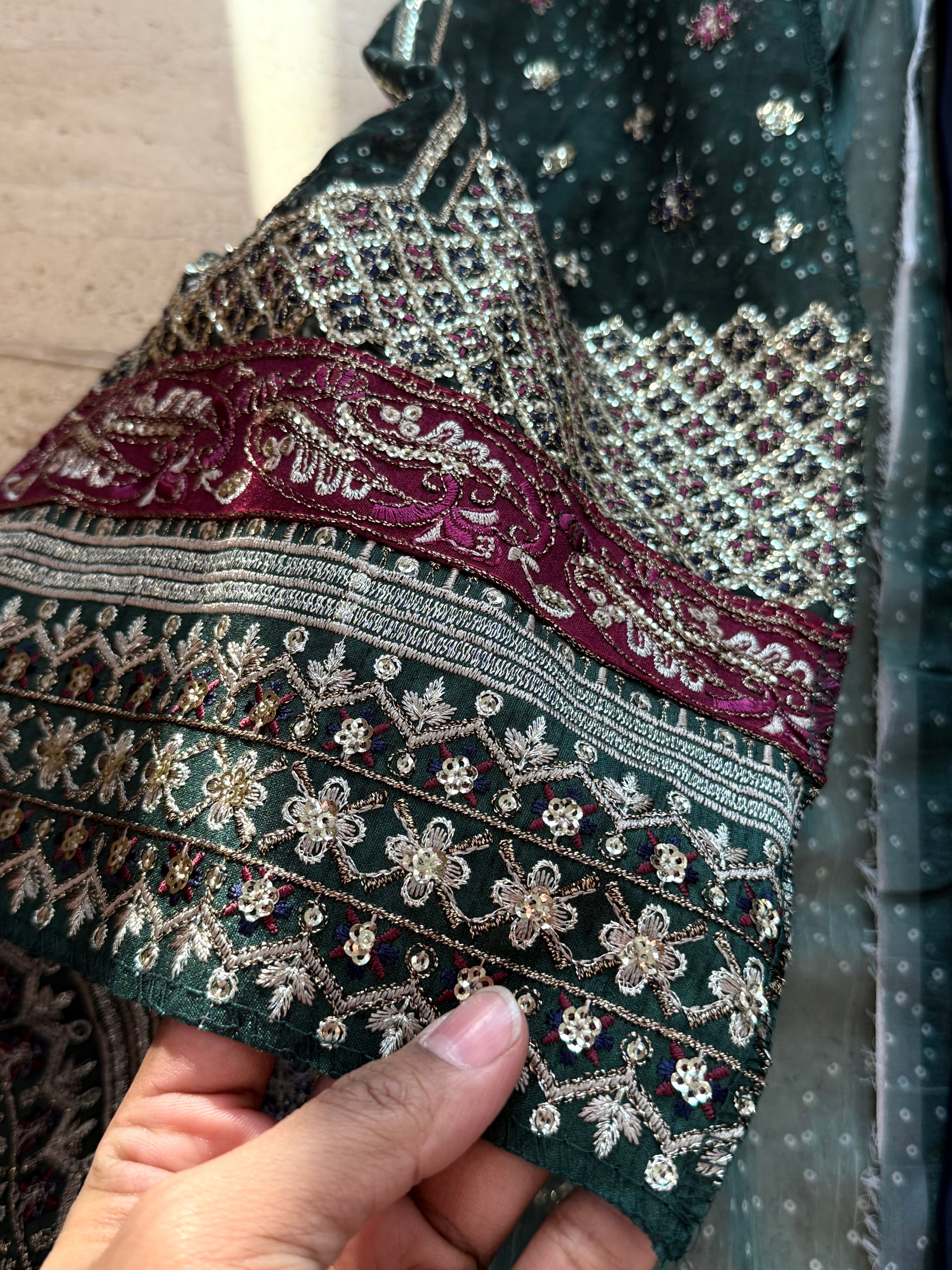 BRIDAL SHADED CHIFFON EMBROIDERED SUIT