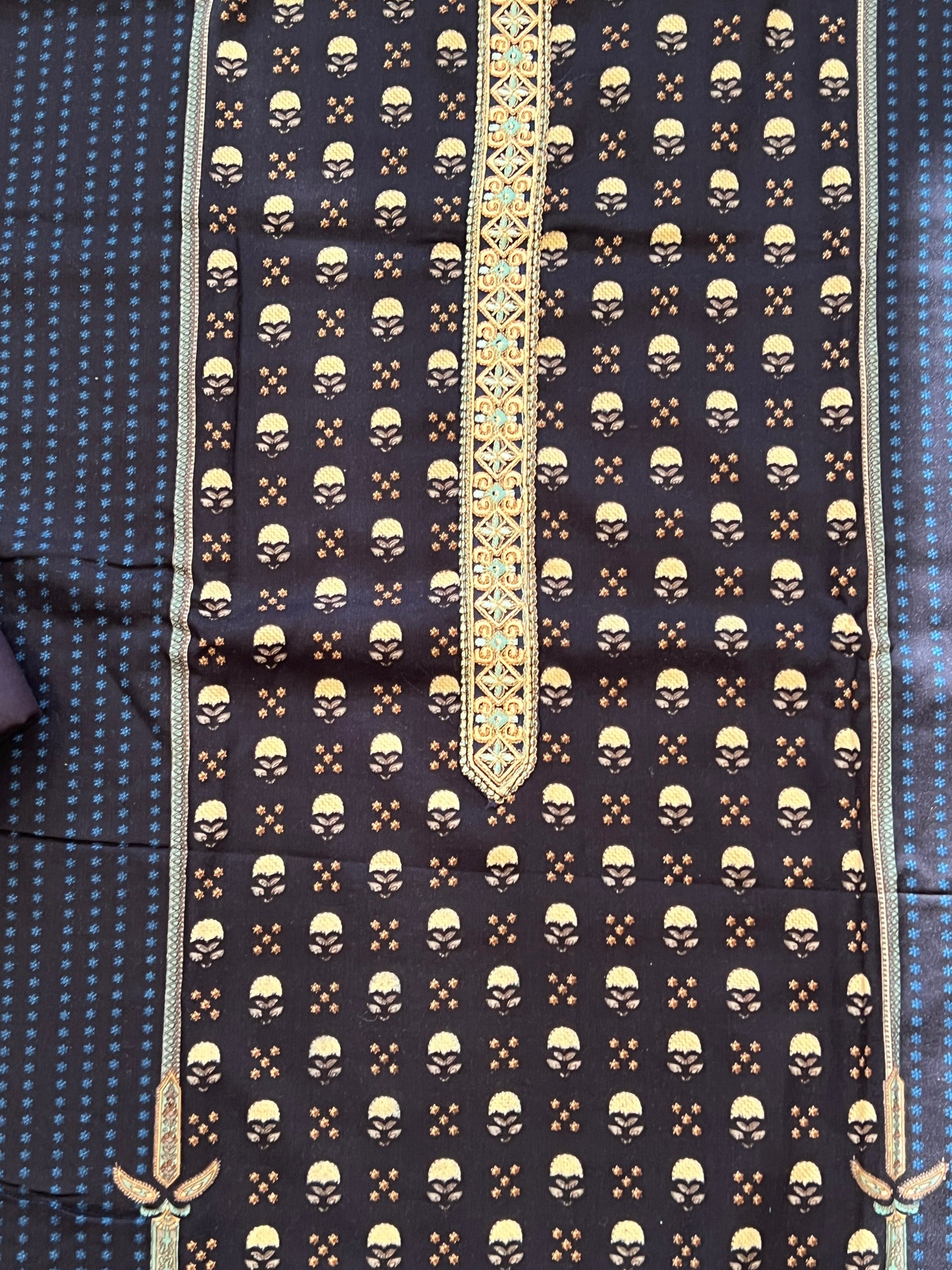 NAVY BLUE PAISLEY PURE COTTON EMBROIDERY SUIT