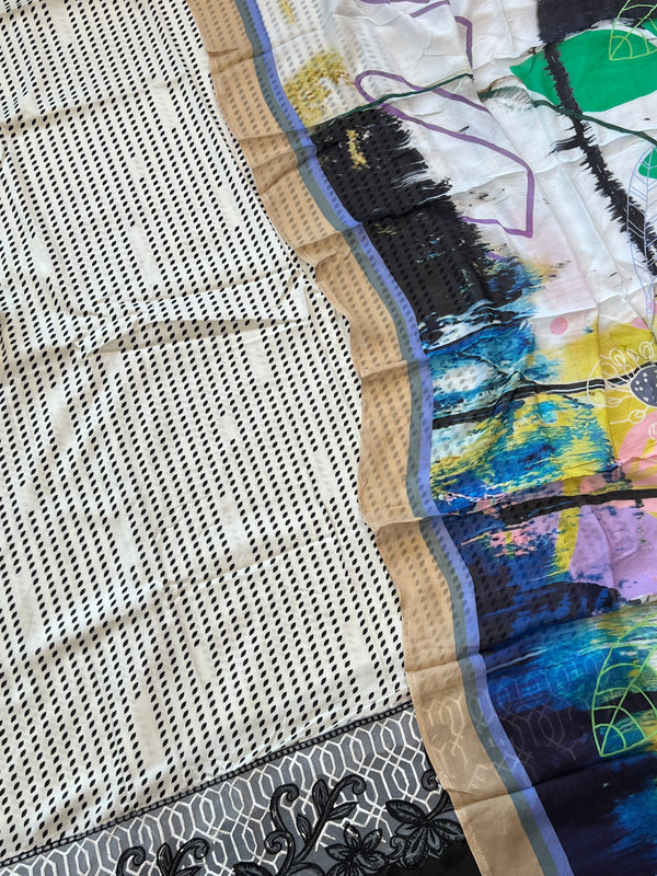 OFF WHITE MAHAM SOFT COTTON EMBROIDER SUIT Q