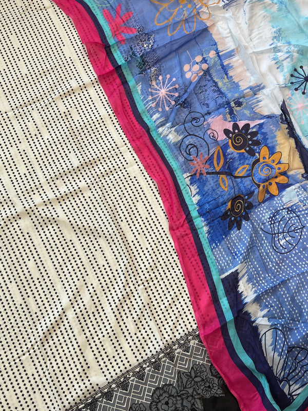 OFF WHITE MAHAM SOFT COTTON EMBROIDER SUIT Q