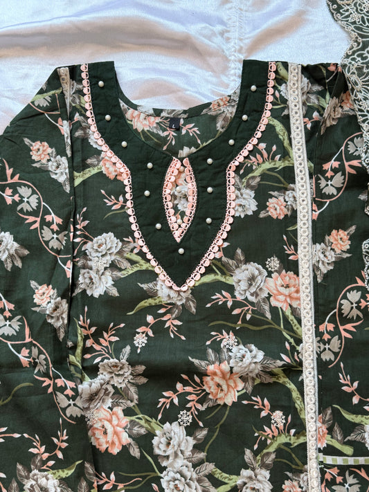 FIZA FARSHI SHALWAR  GREEN SUIT 3 Q