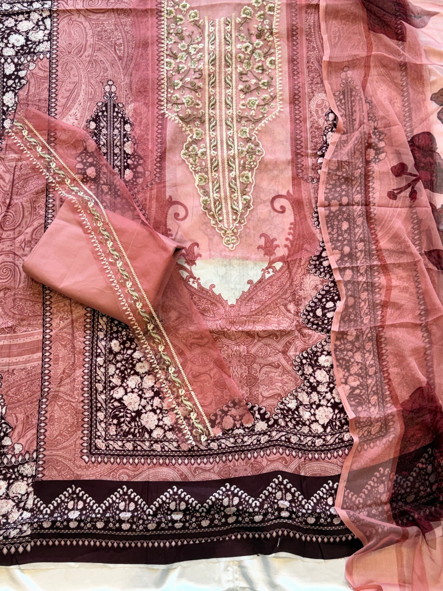 HARSHA PEACH COTTON PATCH SUIT