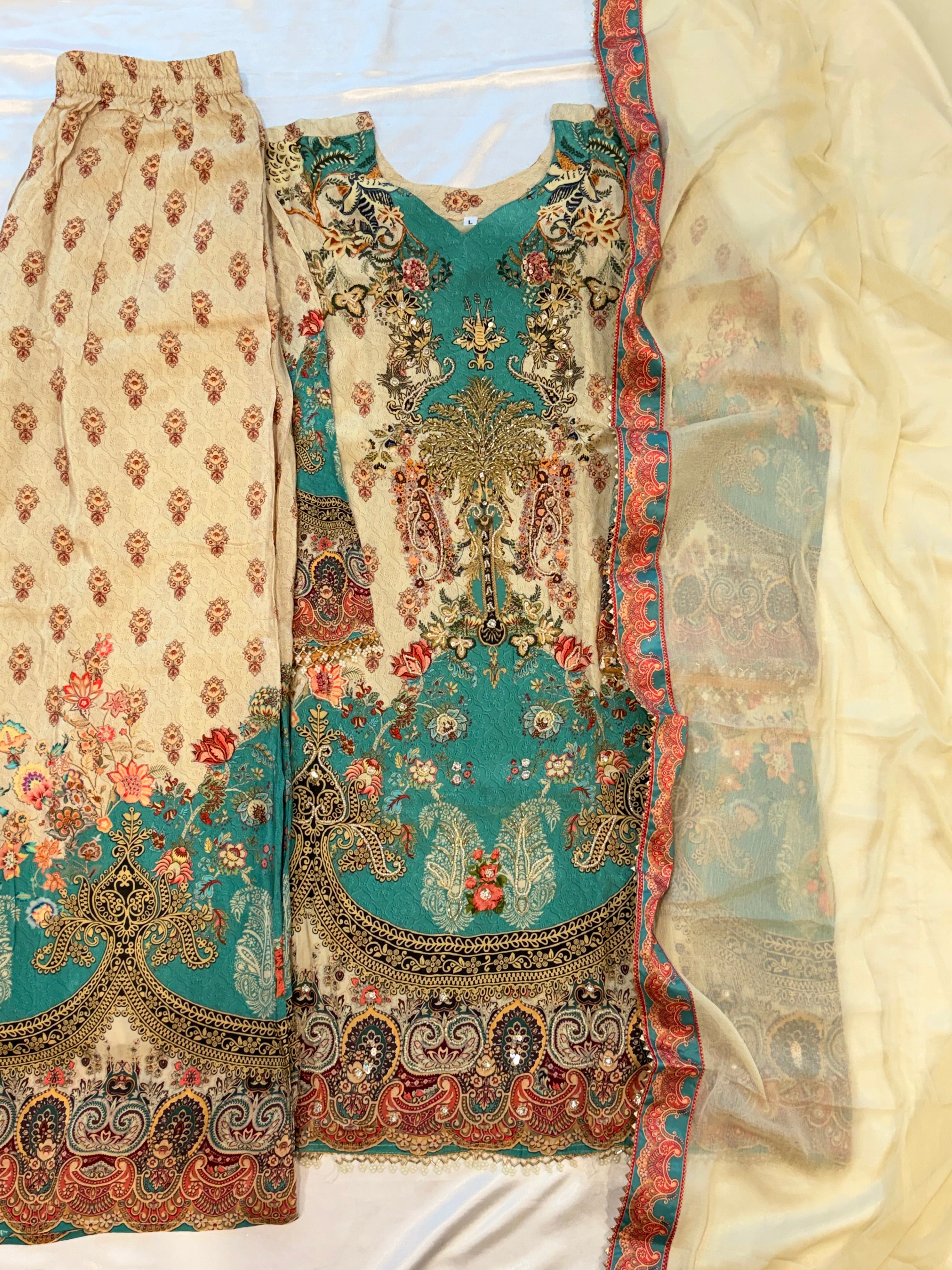 NAZAKAT PURE CREPE READYMADE SUIT Q