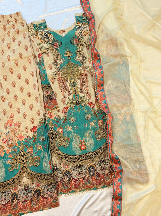 NAZAKAT PURE CREPE READYMADE SUIT Q