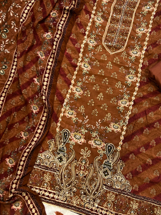 RUST MUSLIN MIRROR EMBROIDERY 118
