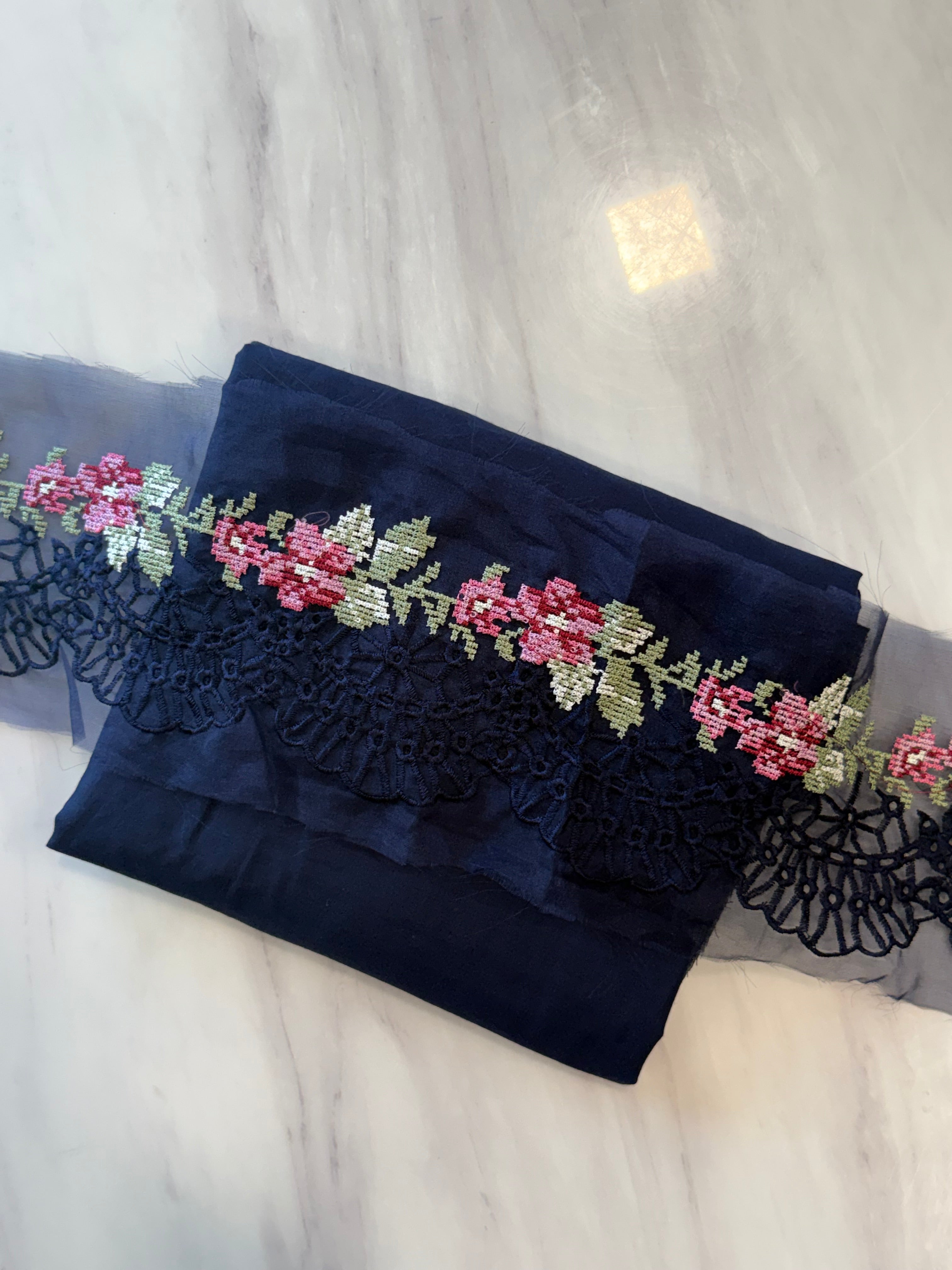 HANIA BLUE COTTON  PATCH SUIT Q