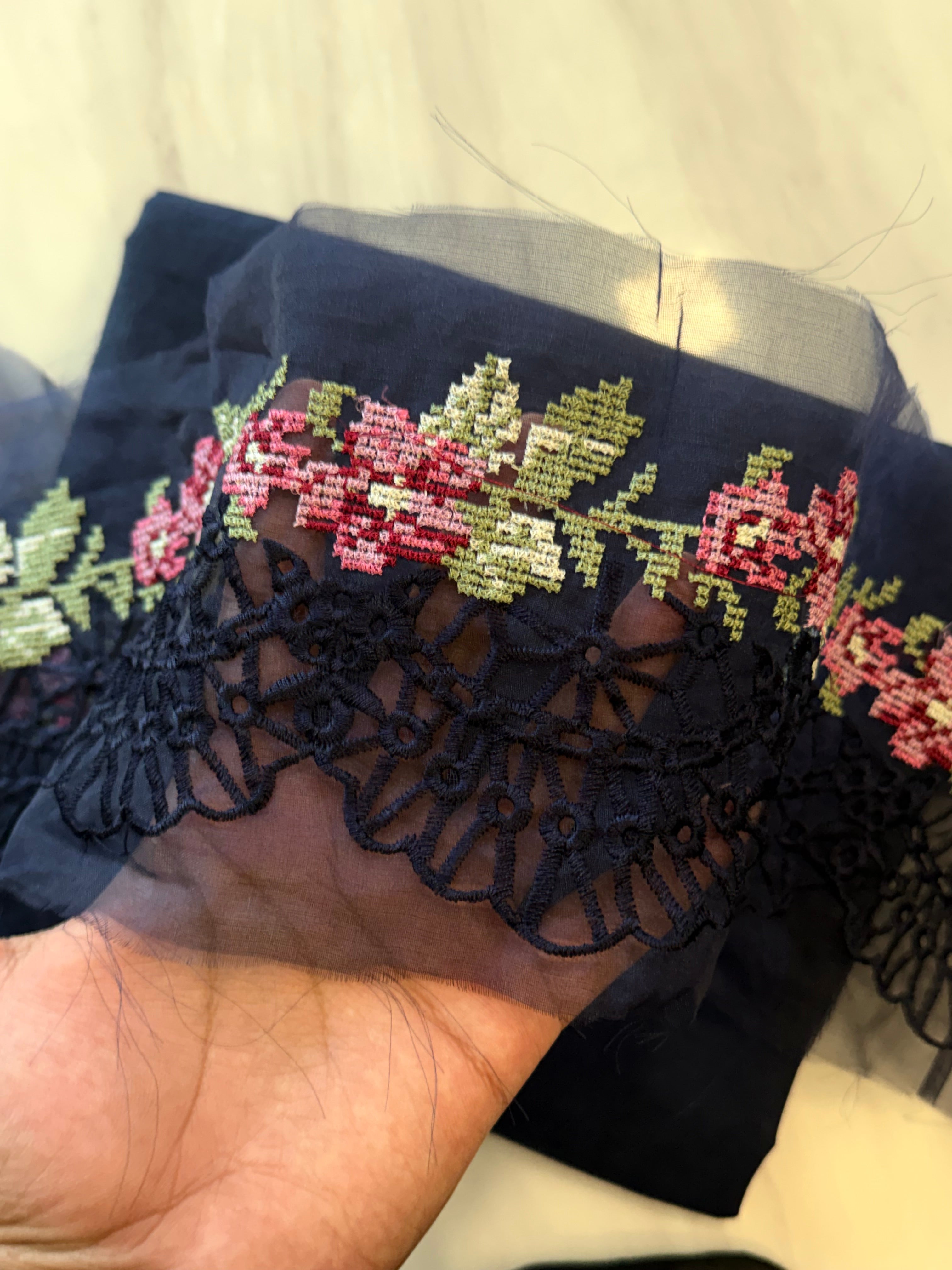 HANIA BLUE COTTON  PATCH SUIT Q