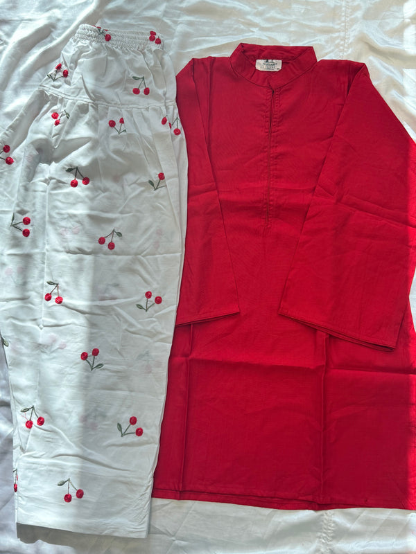 RED LINEN CO-ORD READYMADE