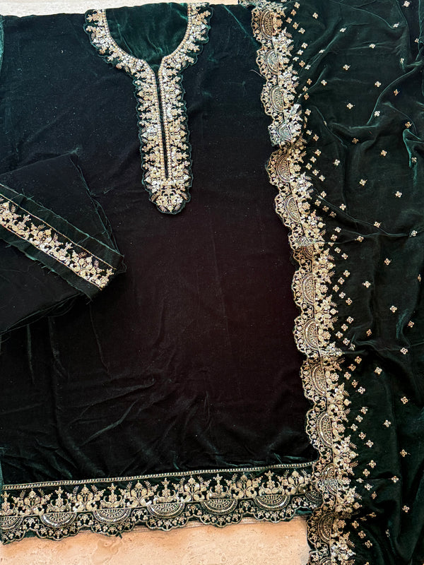 ALINA  BLACK VELVET EMBROIDERY SUIT 5 Q