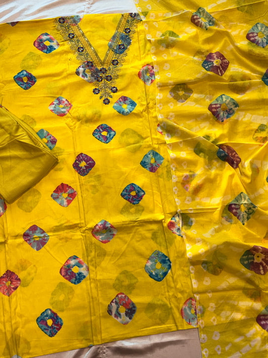 ROZANA YELLOW PURE COTTON SUIT 5
