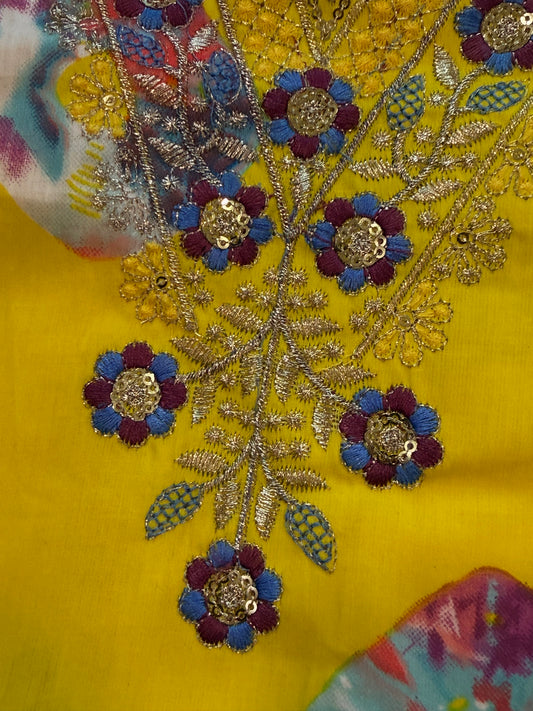 ROZANA YELLOW PURE COTTON SUIT 5