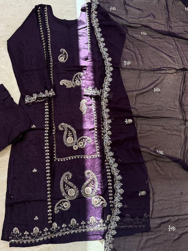 UPADA SILK READYMADE EMBROIDERY SUIT 8001