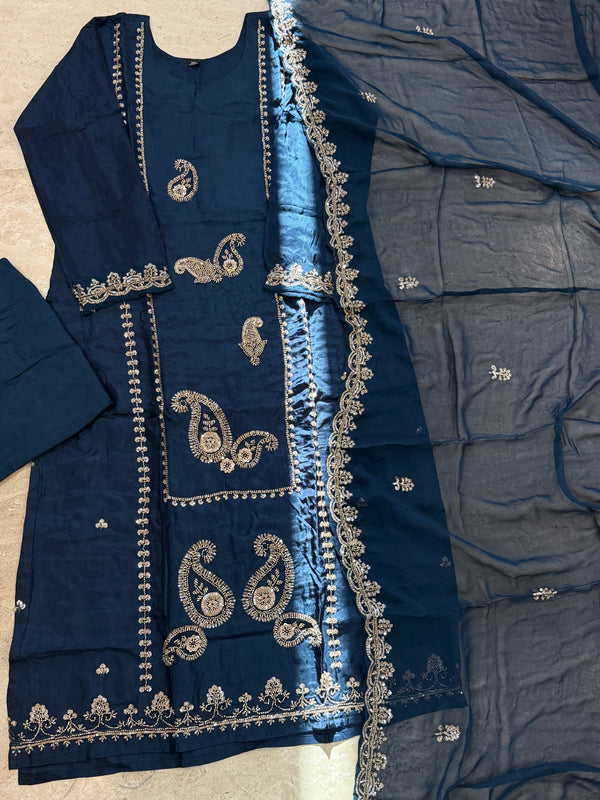 UPADA SILK READYMADE EMBROIDERY SUIT 8001