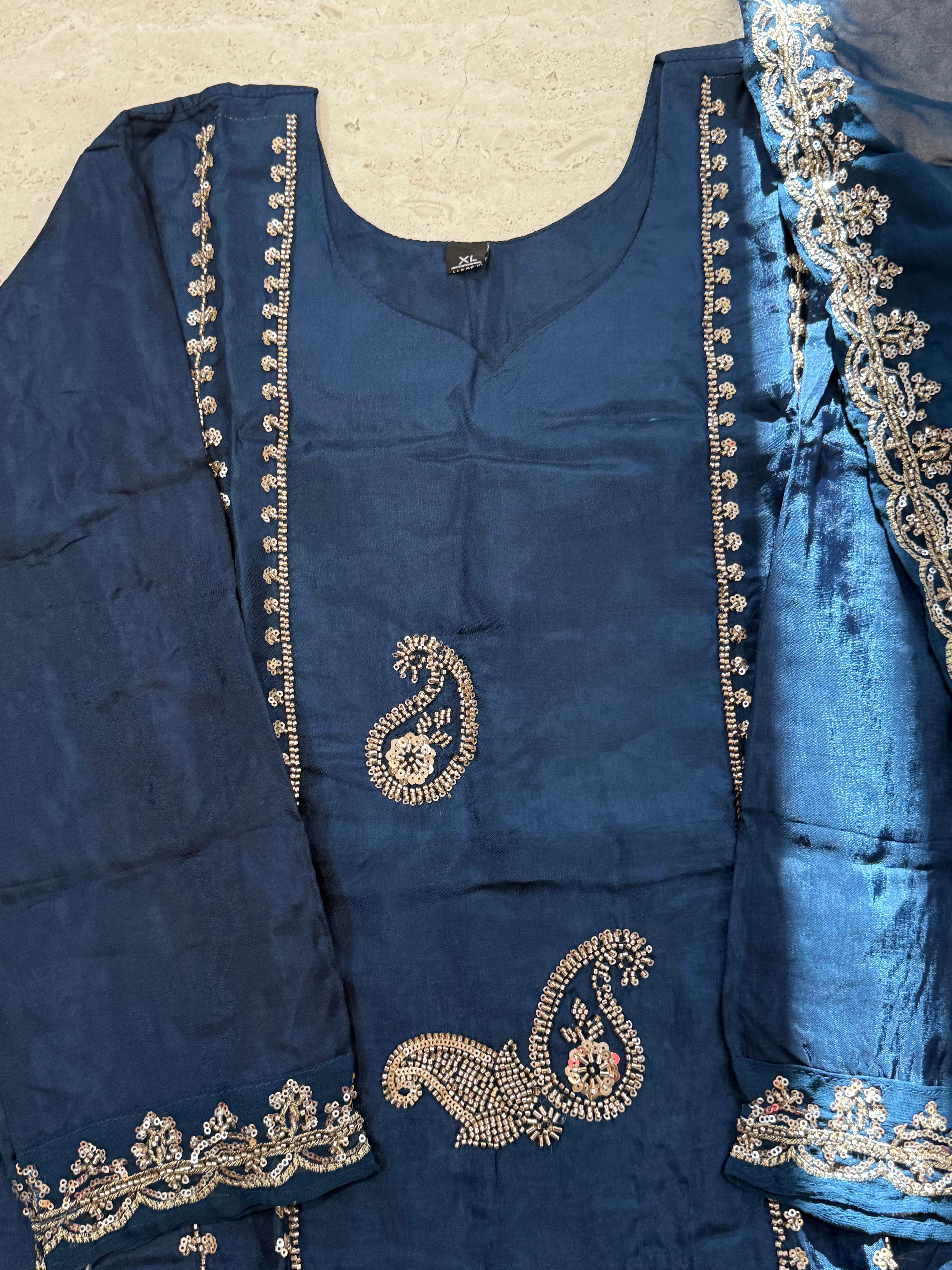 UPADA SILK READYMADE EMBROIDERY SUIT 8001 Q1