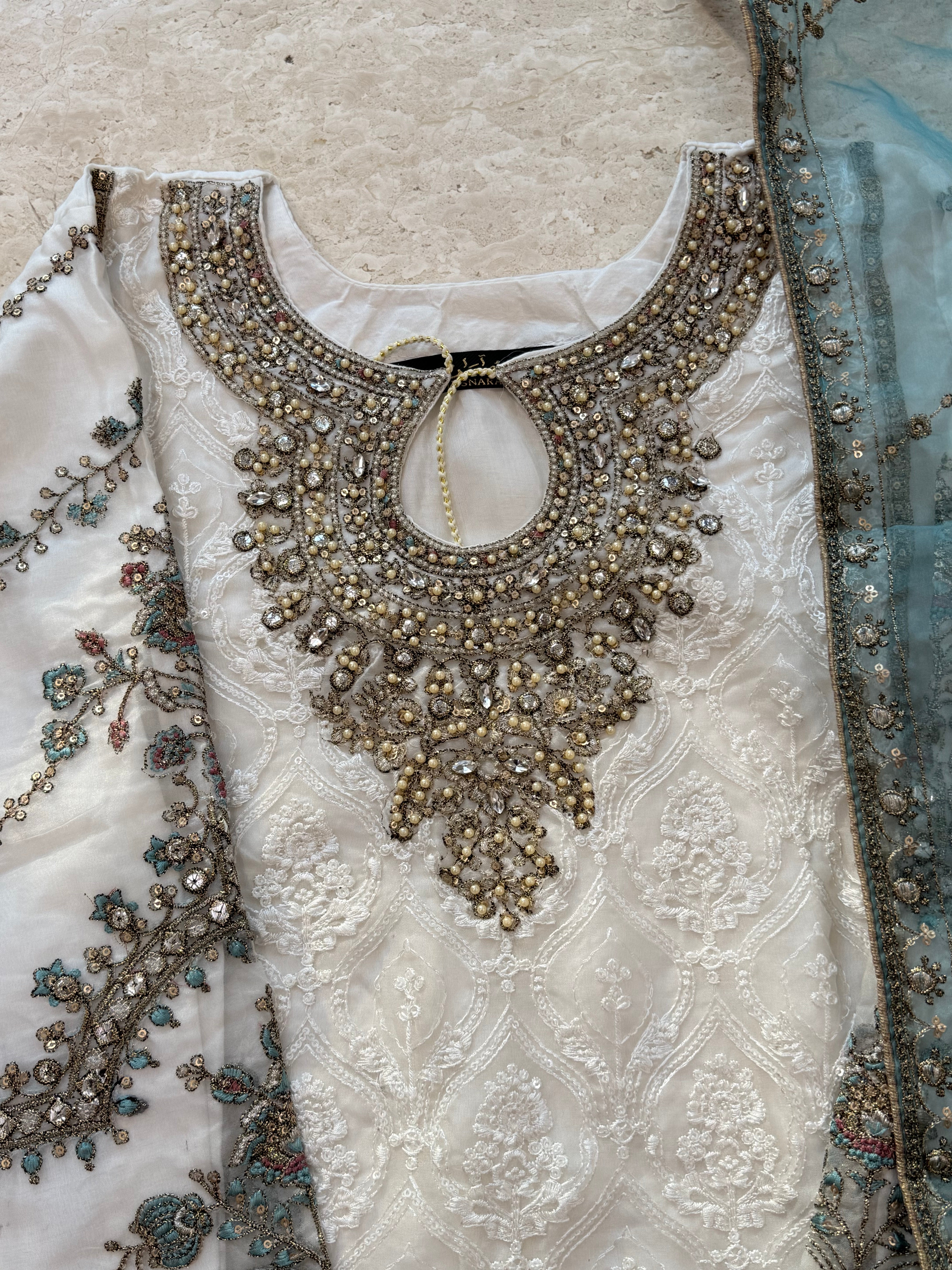 RUHI WHITE ORGANZA SUIT -6 Q