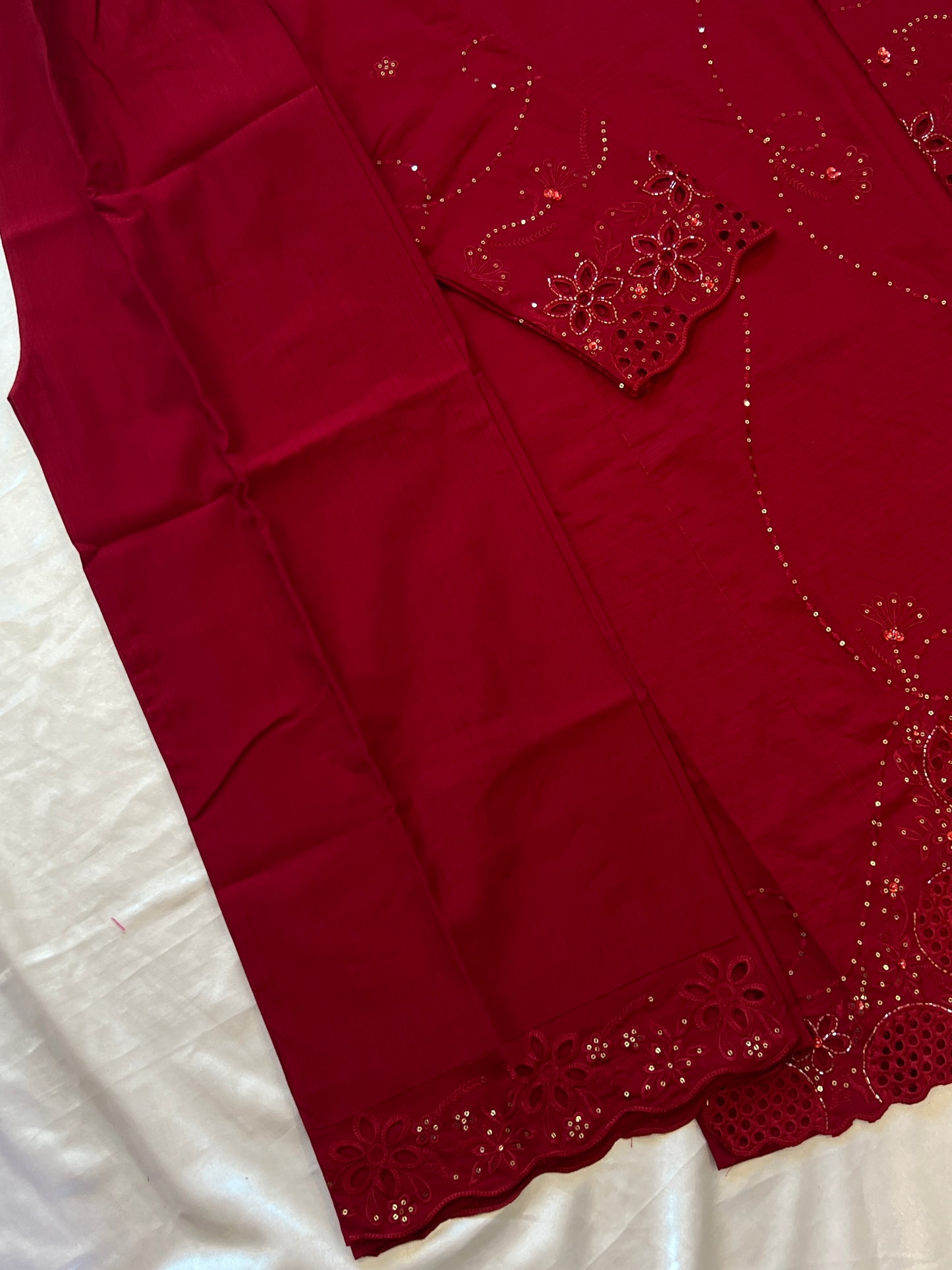 ZARQASH MAROON CUTWORK EMBROIDERY SUIT