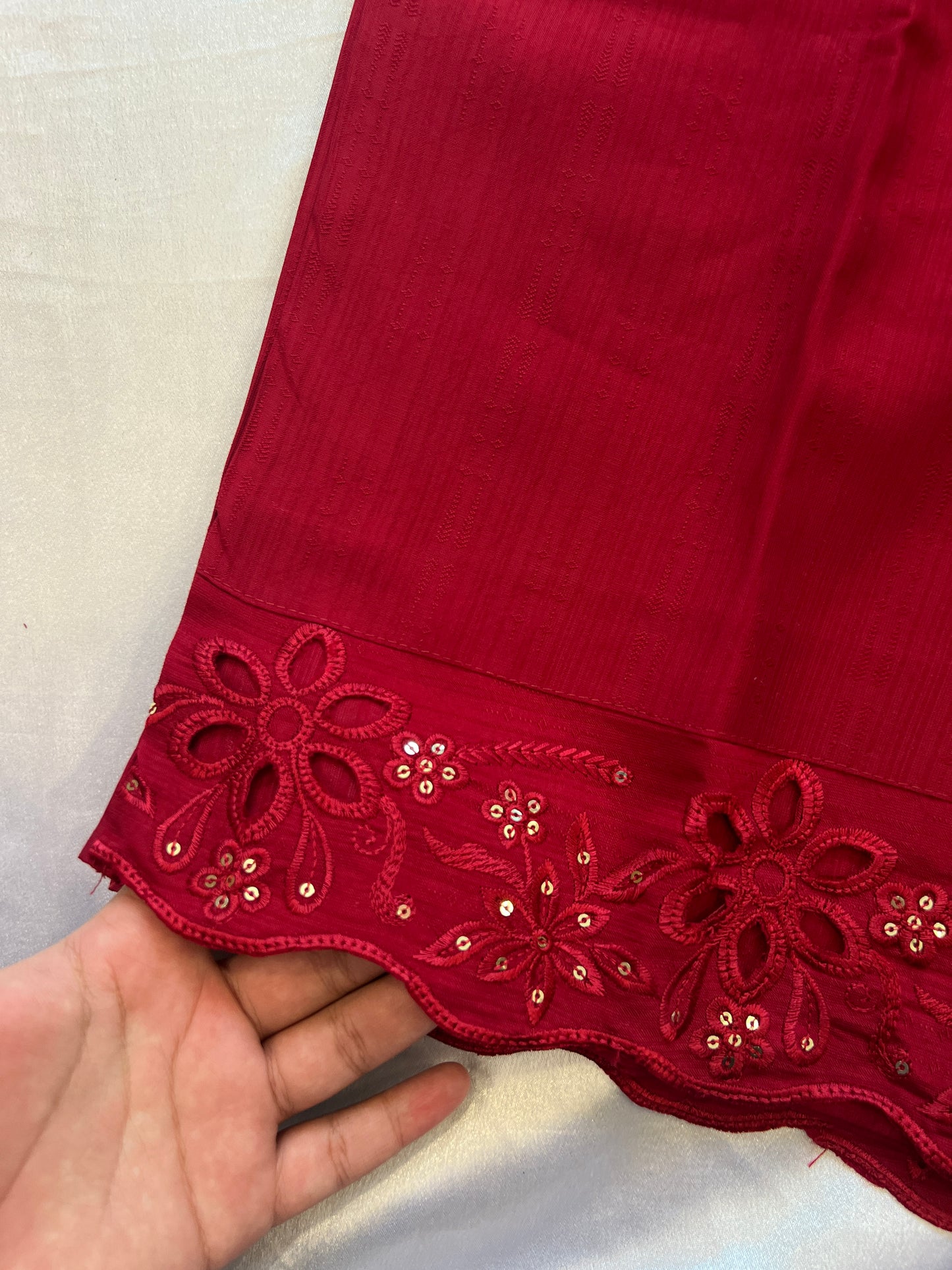 ZARQASH MAROON CUTWORK EMBROIDERY SUIT