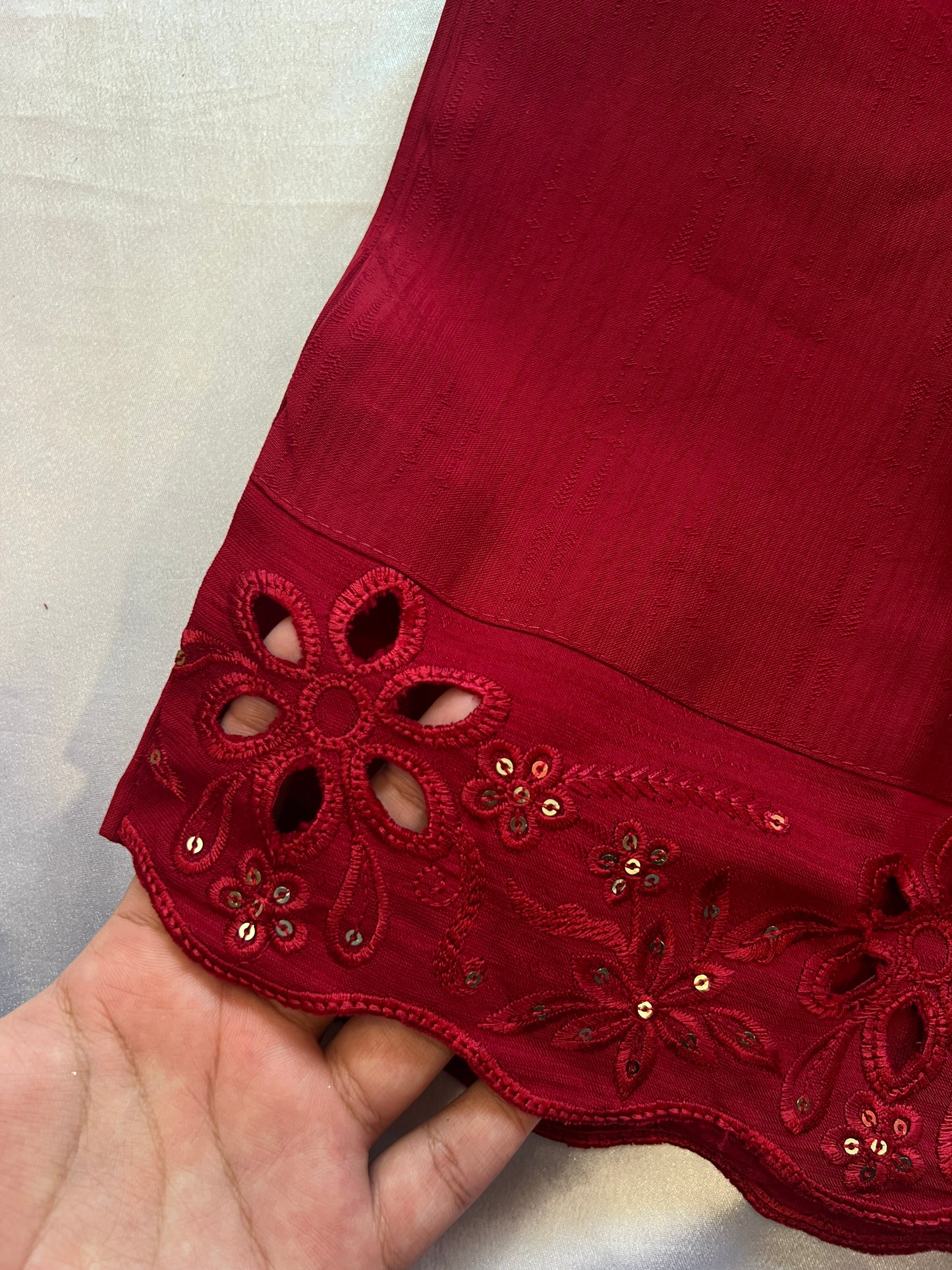 ZARQASH MAROON CUTWORK EMBROIDERY SUIT