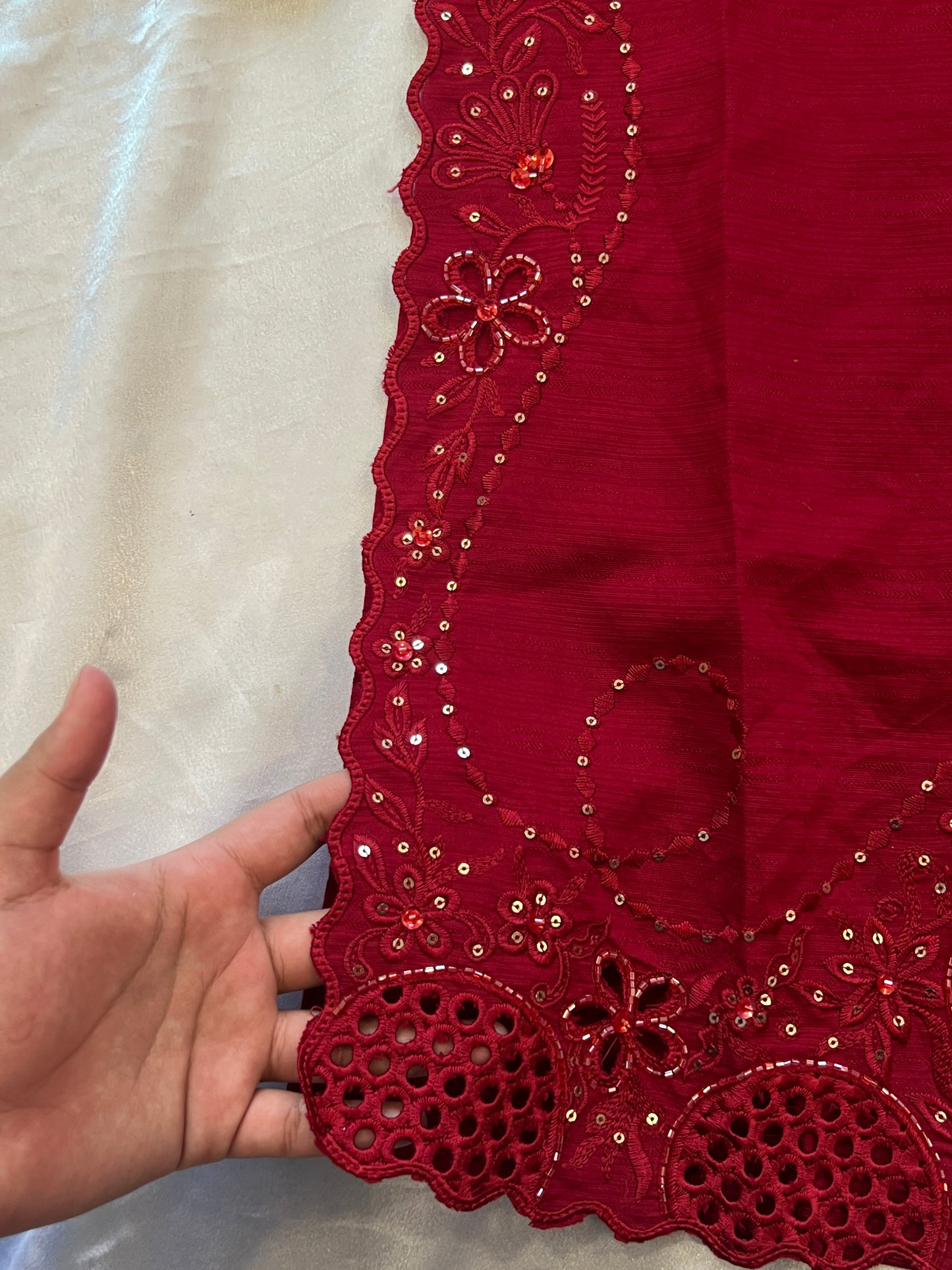ZARQASH MAROON CUTWORK EMBROIDERY SUIT