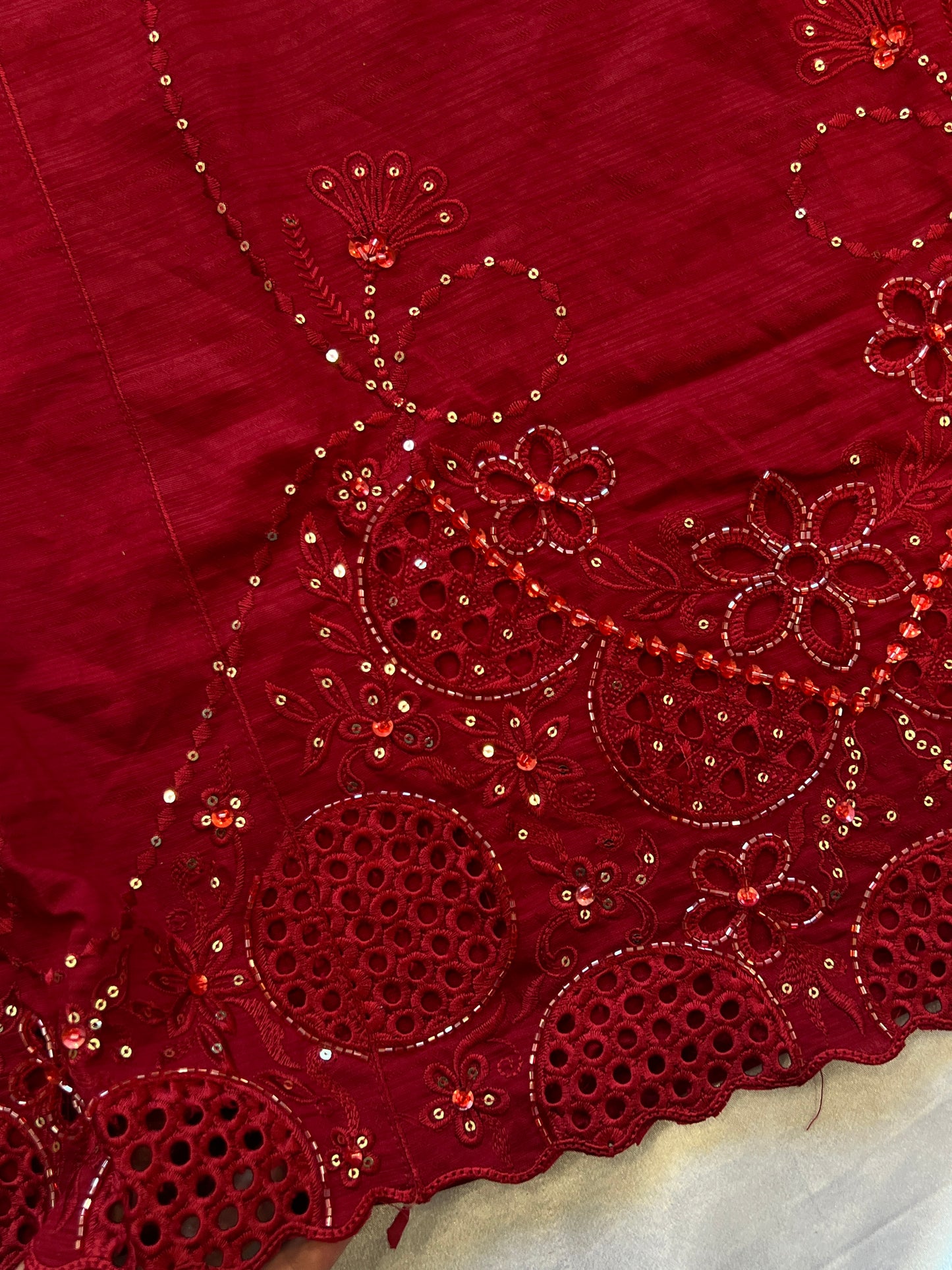 ZARQASH MAROON CUTWORK EMBROIDERY SUIT