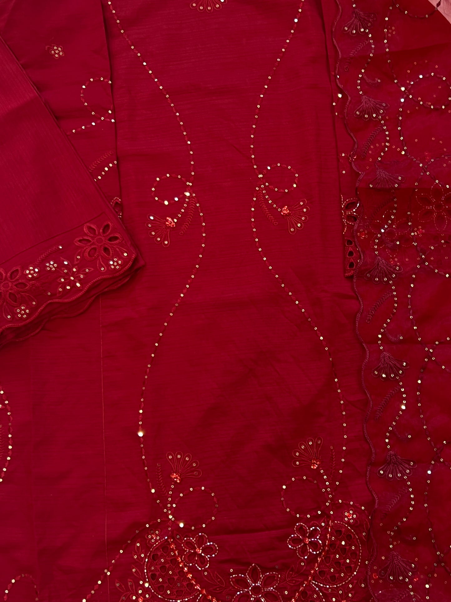 ZARQASH MAROON CUTWORK EMBROIDERY SUIT
