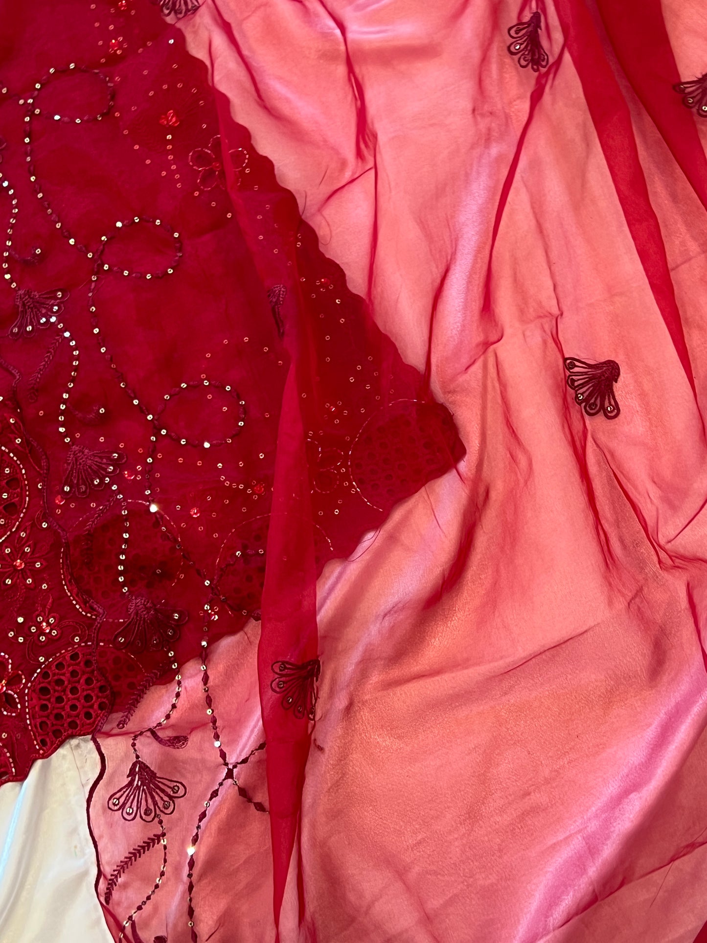 ZARQASH MAROON CUTWORK EMBROIDERY SUIT