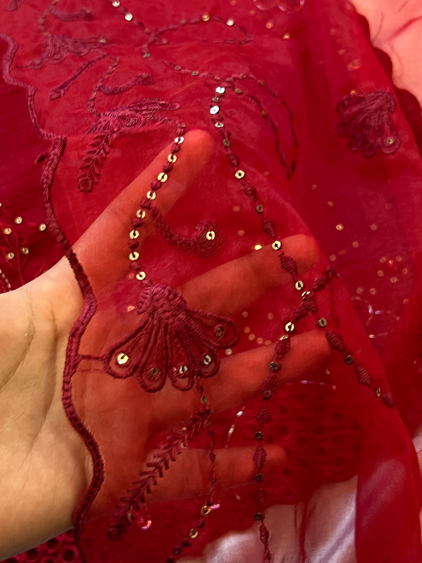 ZARQASH MAROON CUTWORK EMBROIDERY SUIT